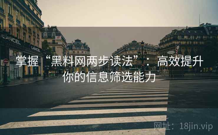 掌握“黑料网两步读法”：高效提升你的信息筛选能力